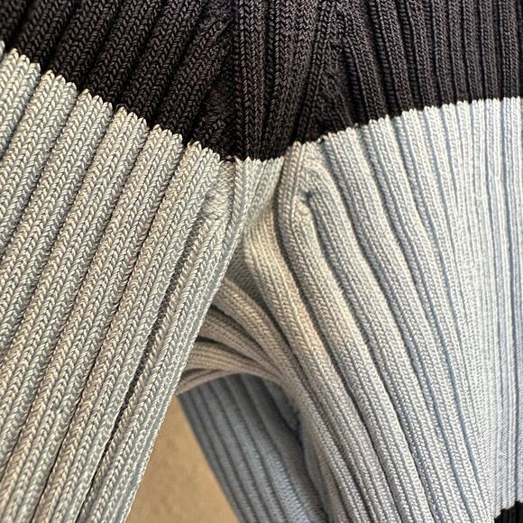 A.L.C. Blue Black Stripe Polo Midi Dress XL Preppy Ribbed Knit Designer $500 - Picture 12 of 12